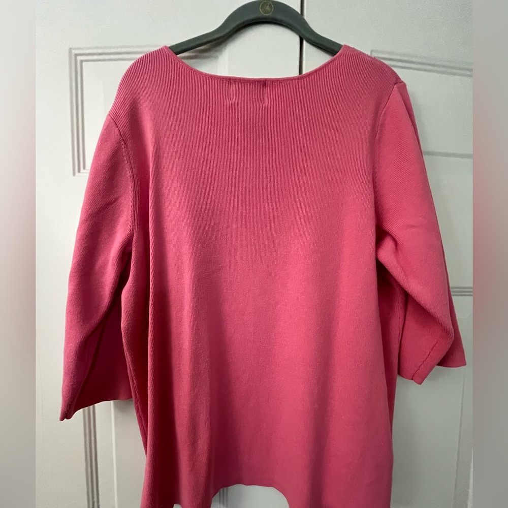 Quacker Factory Ribbed Sweater V- Neck Rhinestones - Picture 6 of 6